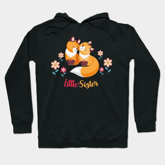 Cute Fox Siblings Gift for Little Sister Hoodie by Royal7Arts